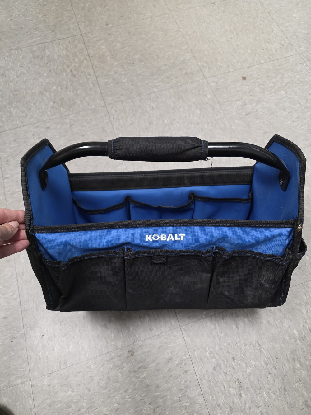 Kobalt Blue and Black Open Tool Bag with Sturdy Handle